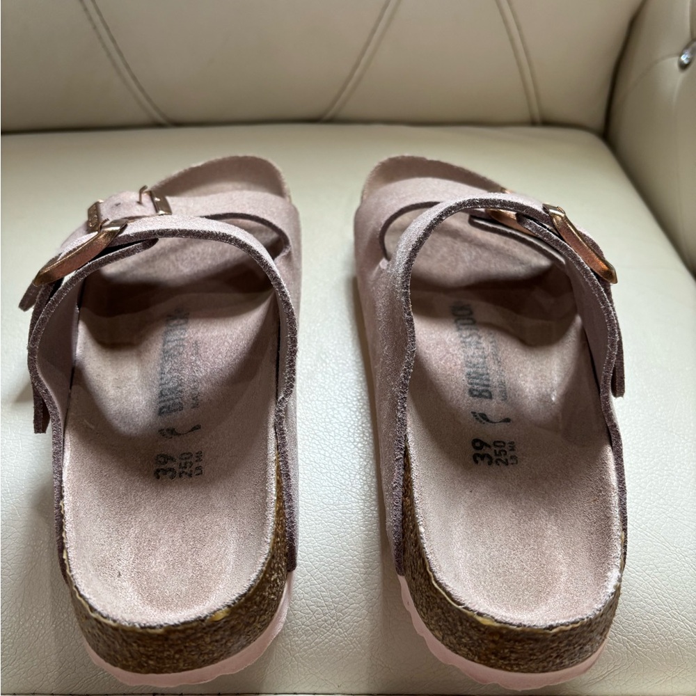 Pink Birkenstock Arizona Sandals Rose Gold Buckles Pink Soles & Footbed Size 39 - Picture 4 of 13